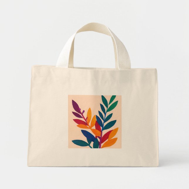 Minimalist Colourful Leaves Tiny Tote  (Front)