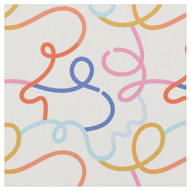 Minimalist colourful lines strokes  fabric (Close Up)