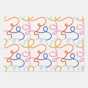 Minimalist colourful lines strokes  wrapping paper sheet