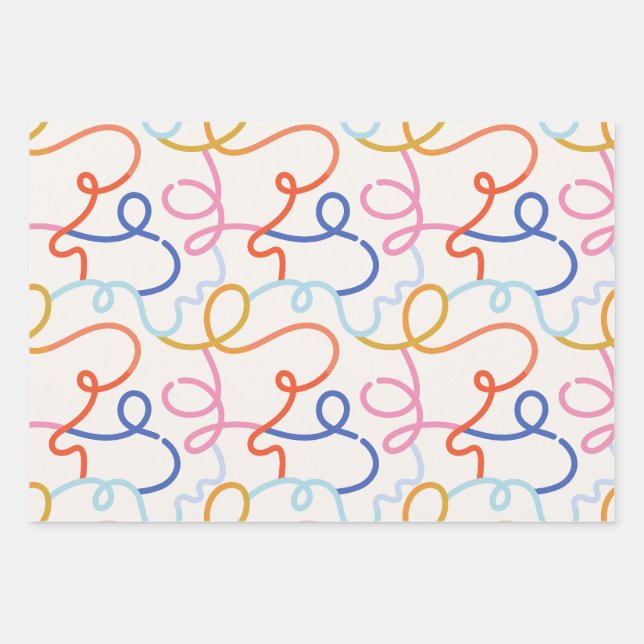 Minimalist colourful lines strokes  wrapping paper sheet (Front)