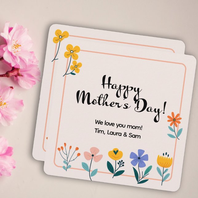 Minimalist Colourful Little Flowers Personalised Card (Creator Uploaded)
