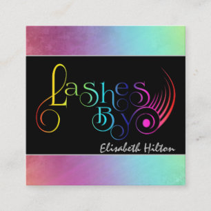 Minimalist colourful rainbow fun lashes logo square business card