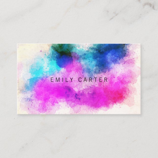 Minimalist Colourful Texture | Watercolor Artist Business Card (Front)