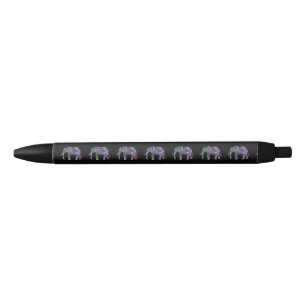 minimalist colourful tribal floral neon elephant black ink pen