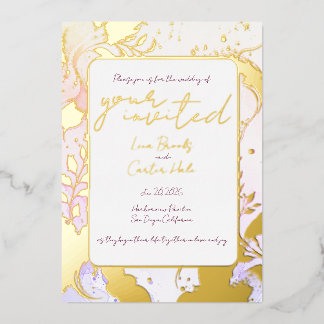 Minimalist Colourful Watercolor Foil Invitation