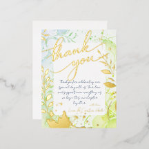 Minimalist Colourful Watercolor Foil Thank You Car