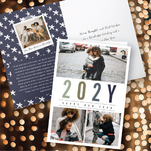 Minimalist Colourful Year 3 Photo Modern Simple Holiday Card