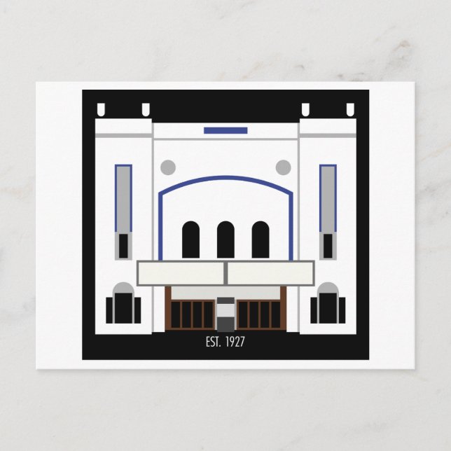 Minimalist Columbia Theatre Holiday Postcard (Front)