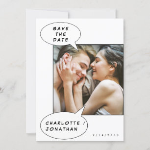 Minimalist Comics Save The Date Wedding Invitation