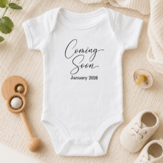 Minimalist Coming Soon Custom Announce Pregnancy Baby Bodysuit