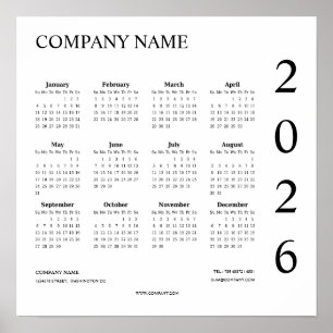 Minimalist Company Calendar 2026 Poster