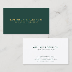 Minimalist Company Name   Dark Green Business Card
