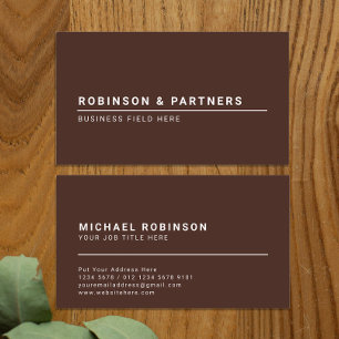 Minimalist Company Name on Mahogany Colour Business Card