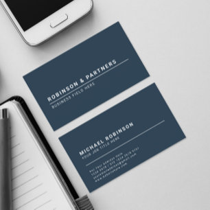 Minimalist Company Name on Rustic Blue Business Card