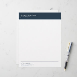 Minimalist Company Name on Rustic Blue Custom Letterhead