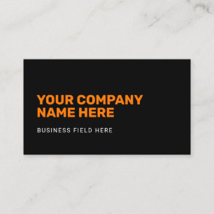Minimalist Company Name Orange on Black Business Card