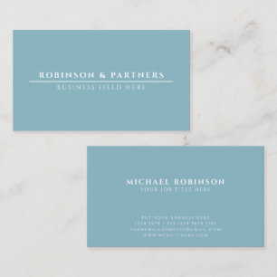Minimalist Company Name White Line Soft Blue Business Card