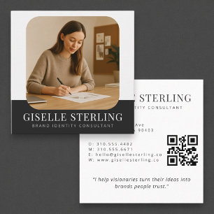 Minimalist Company Professional Name QR Code Square Business Card
