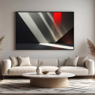 Minimalist Concrete & Red Light Poster