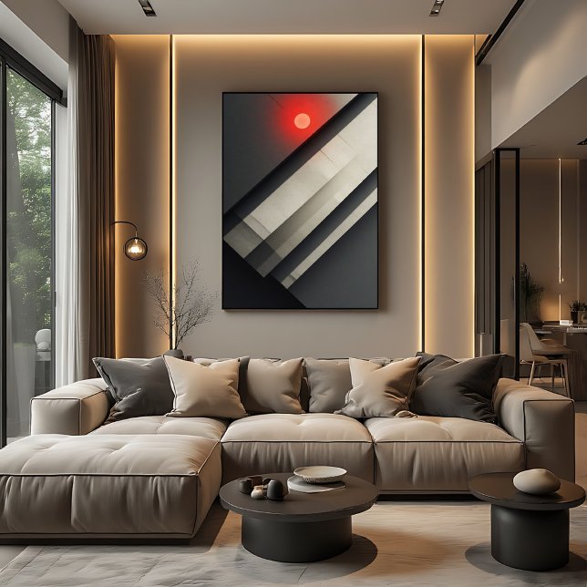 Minimalist Concrete Red Sun Abstract Canvas Print (Creator Uploaded)