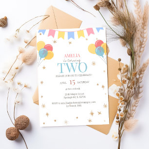 Minimalist Confetti  1st Birthday Invitation