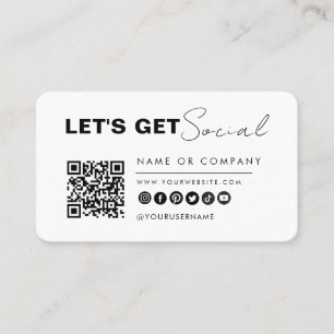 Minimalist Connect With Us Qr Code Modern White Business Card