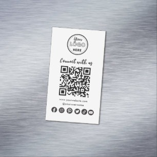 Minimalist Connect With Us Social Media QR Code Magnetic Business Card