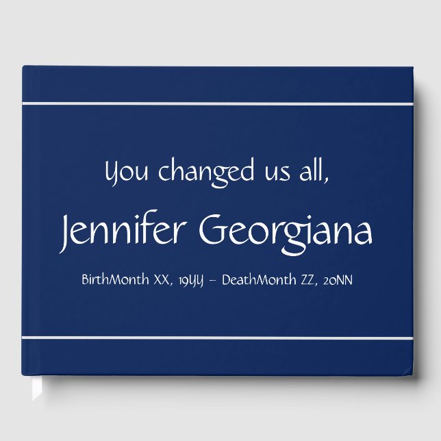 Minimalist, Conservative Memorial Guestbook (Front)