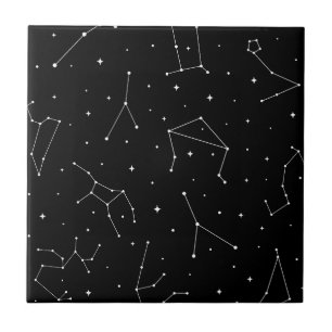 Minimalist Constellation Pattern in Black & White Tile