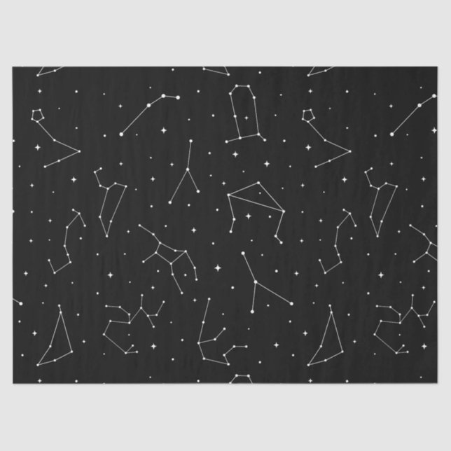 Minimalist Constellation Pattern in Black & White Tissue Paper (Front)
