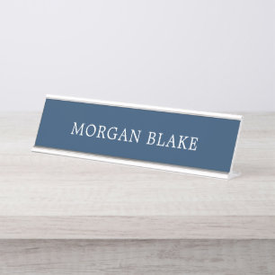 Minimalist Consultant Blue White Desk Name Plate