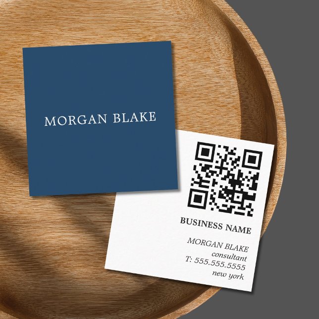 Minimalist Consultant Networking Blue QR Code Calling Card (Creator Uploaded)