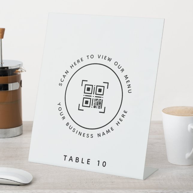 Minimalist Contactless QR Code Menu Table Business Pedestal Sign (In SItu)