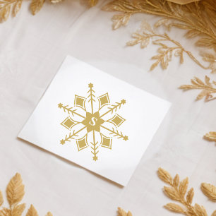 Minimalist Contemporary Gorgeous Snowflake Initial Self-inking Stamp