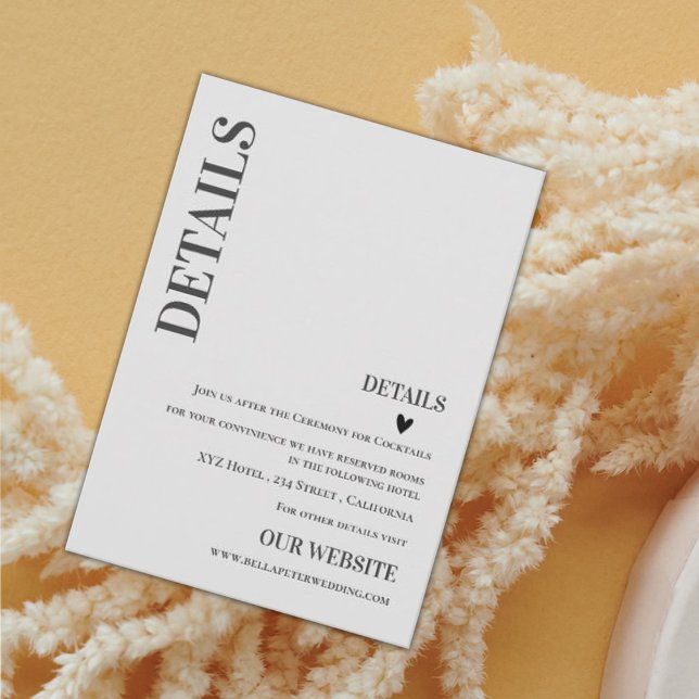 Minimalist Contemporary Modern Wedding Details  Enclosure Card (Creator Uploaded)