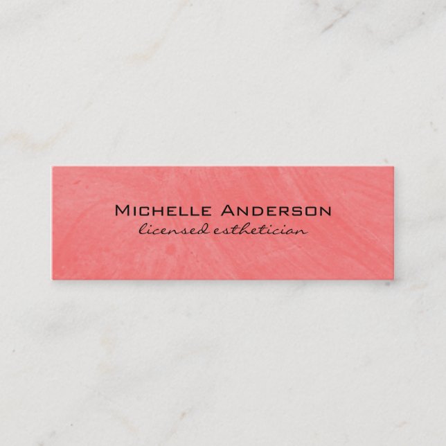 Minimalist Contemporary Pink Mini Business Card (Front)