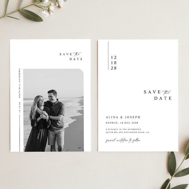 Minimalist Contemporary Wedding Photo Save The Date (Creator Uploaded)