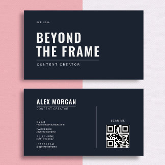 Minimalist Content Creator | Navy Business Card