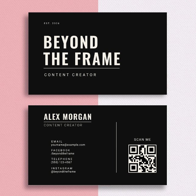 Minimalist Content Creator | Obsidian Black Business Card (Creator Uploaded)