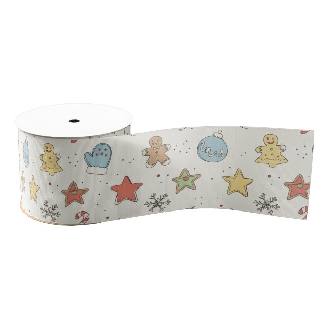 Minimalist Cookie Doodles Christmas Grosgrain Ribbon (Spool)