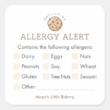 Minimalist Cookie Logo Bakery Allergy Alert