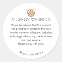 Minimalist Cookie Logo Bakery Allergy Warning