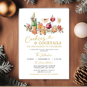 Minimalist Cookies and Cocktail Christmas Party Invitation