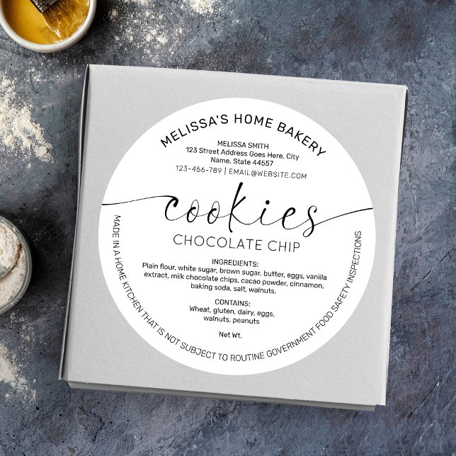 Minimalist Cookies Label Cottage Bakery Packaging (Minimalist cookies label for cottage bakers and artisan bakeries)