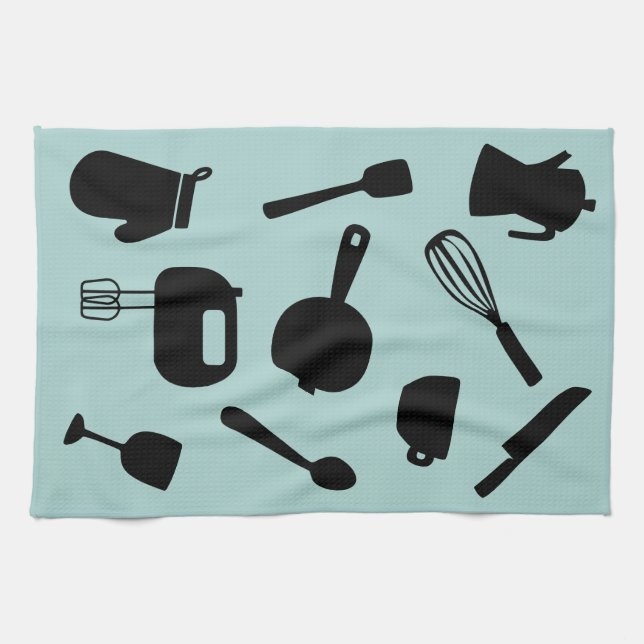 Minimalist cooking utensils custom design standard tea towel (Horizontal)