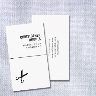 Minimalist Cool Black White Scissors Hair Stylist Business Card