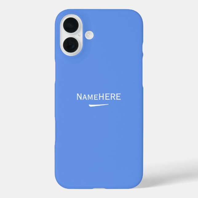 Minimalist, Cool Blue Customised Name or Monogram Case-Mate iPhone Case (Back)
