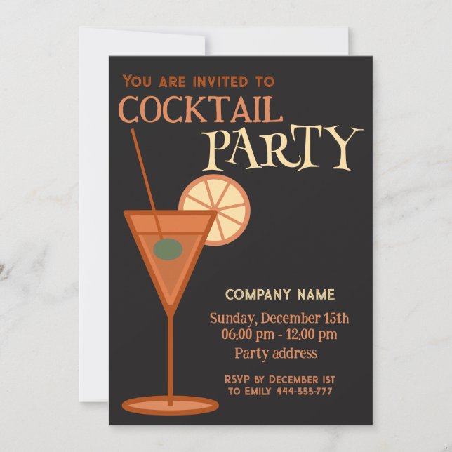 Minimalist cool Christmas cocktail party corporate Invitation (Front)