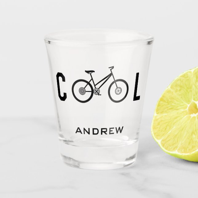 Minimalist Cool Cycling Bicycle Biking Gift Shot Glass (Front)