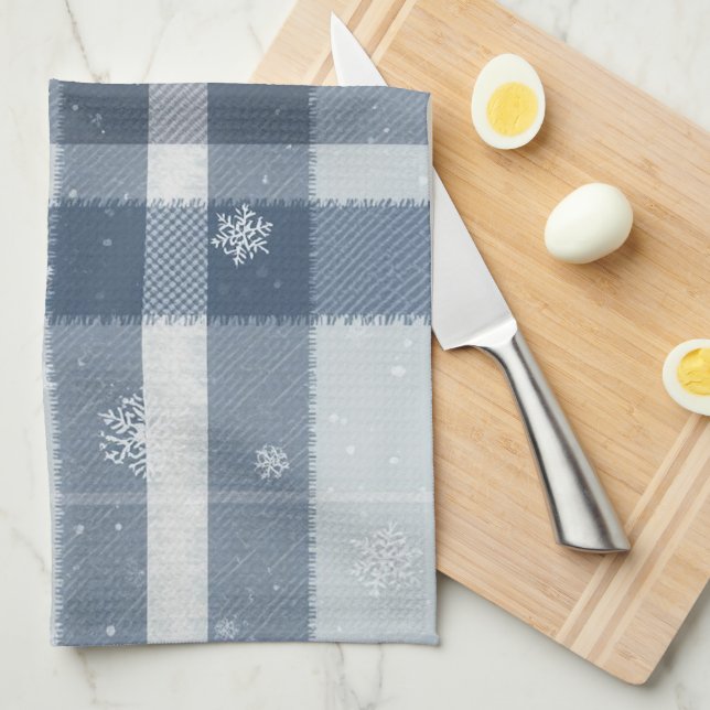 Minimalist Cool Grey Plaid Kitchen Towel – Neutral (Quarter Fold)